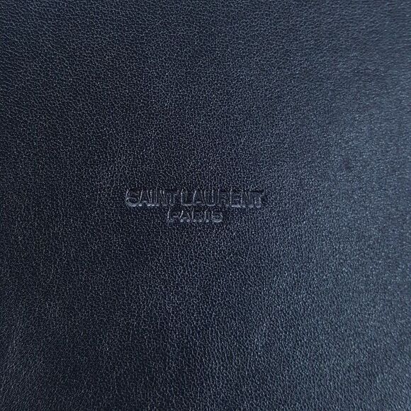 SAINT LAURENT Rive Gauche Sling Backpack Black White Striped Canvas Drawstring main image 6